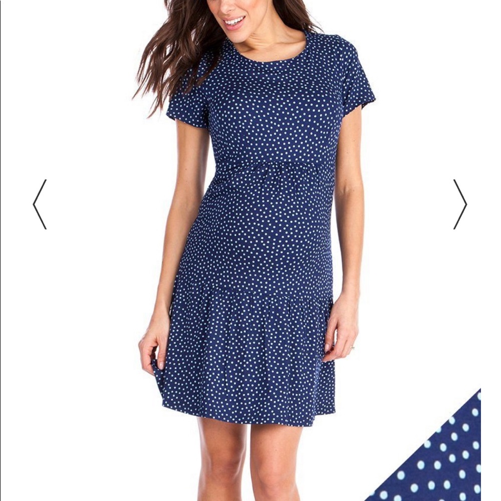 Seraphine blue maternity dress.